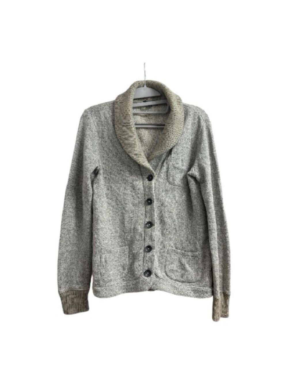 GAP Contrasting Color (Gray & Green) Button Up Cardigan w/ Green Shawl Neckline